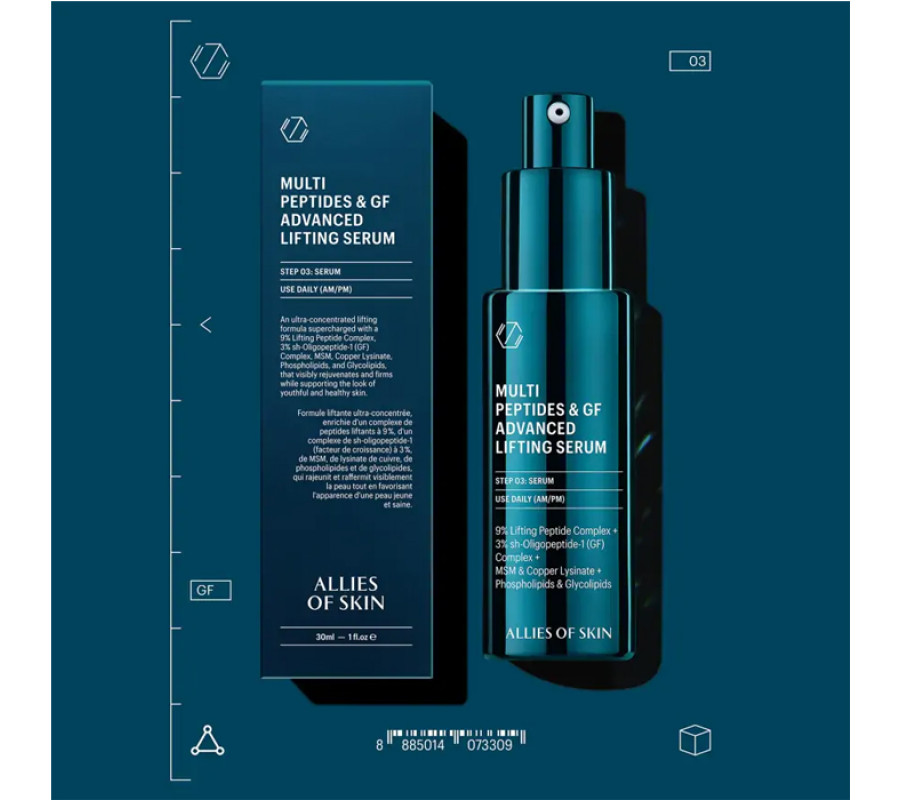 Сироватка мультипептидна з ефектом ліфтингу Multi Peptides & GF Advanced Lifting Serum Allies of Skin, 30 мл
