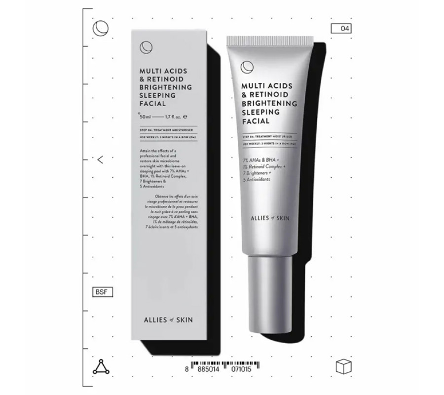 Пілінг нічний мультикислотний з ретинолом Multi Acids & Retinoid Brightening Sleeping Facial Allies of Skin, 5