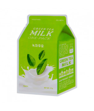 Тканевая маска "Зеленый чай" Green Tea Milk One-Pack A'pieu, 21 г