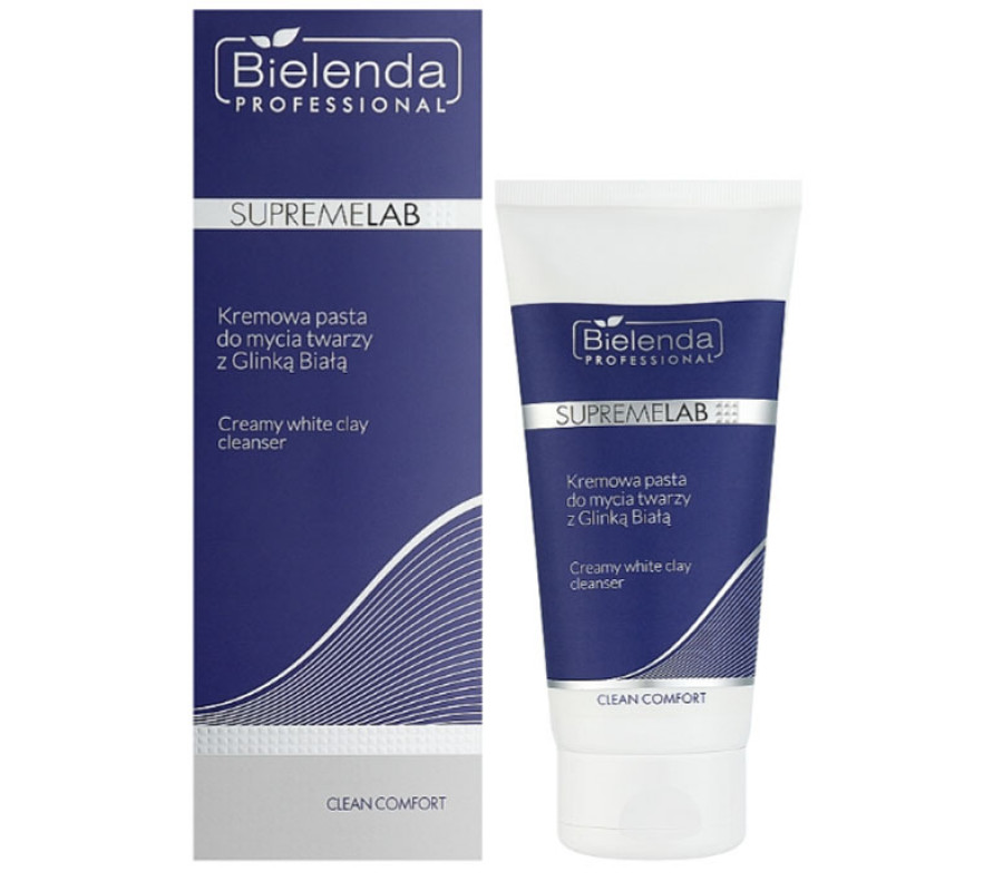 IS Supremelab Clean Comfort, Крем-паста для вмивання обличчя з білою глиною Bielenda professional, 150г