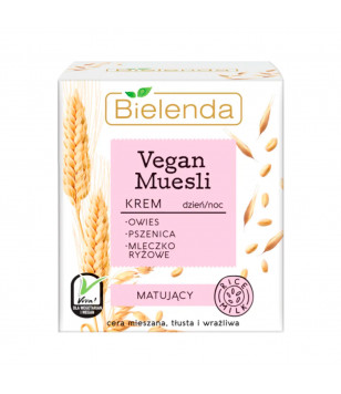 Bielenda Крем для обличчя Vegan Muesli Матуючий овес, пшениця, рисове молоко, 50 мл