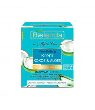 Bielenda Крем для лица Hydra Care увлажняющий Кокос и Алоэ для сухой и обезвоженной кожи, 50 мл