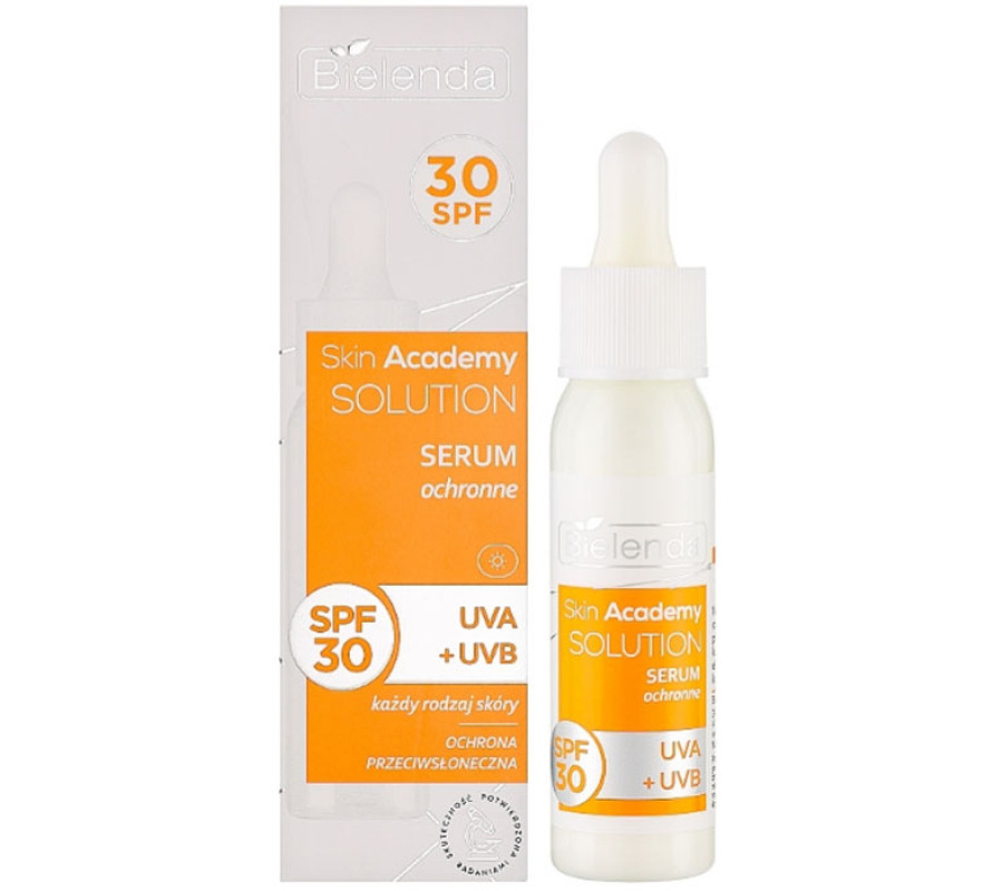 SKIN ACADEMY SOLUTION Захисна сироватка SPF 30 UVA + UVB Bielenda, 30 мл