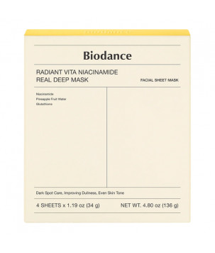 Гідрогелева маска з ніацинамідом Radiant Vita Niacinamide Real Deep Mask Biodance, 4 шт
