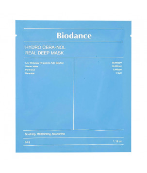 Гідрогелева маска з керамідами та пантенолом Hydro Cera-Nol Real Deep Sheet Mask Biodance, 34 г