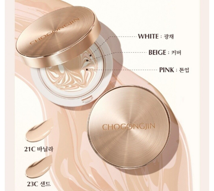 Chogongjin Essence Pact Vanilla №21N SPF 50+ PA++++ — тональна основа-кушон ваніль, 15 г