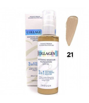 Тональний крем 3в1 з колагеном 3in1 Collagen Whitening Moisture Foundation SPF 15 Enough,№ 21  100 мл