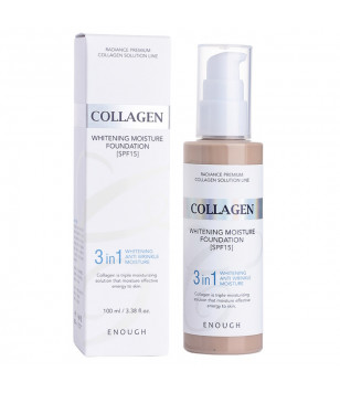 Тональний крем 3в1 з колагеном 3in1 Collagen Whitening Moisture Foundation SPF 15 Enough,№23 100 мл