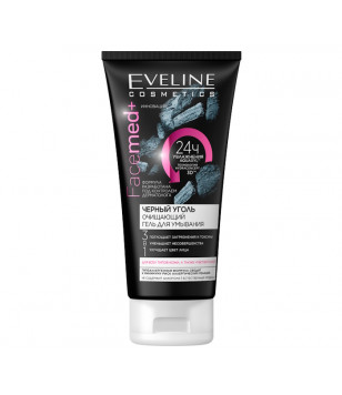 Гель з активованим вугіллям для вмивання обличчя, 3 в 1 FaceMed+ Eveline Cosmetics, 150  мл