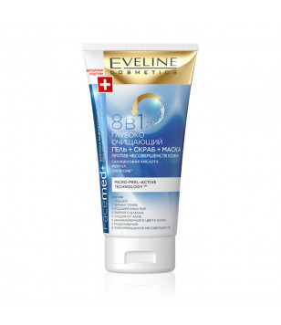 Глибоко очищувальний Гель+Скраб+Маска проти недоліків шкіри FaceMed+ Eveline Cosmetics, 150  мл