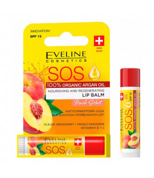 Живильно-відновлювальний бальзам для губ "Персик" Eveline Cosmetics прозорий , 4.2 г