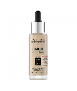 Рідка тональна основа Liquid Control HD Mattifying Drops Foundation Eveline Cosmetics 015 - Light Vanila, 32 м