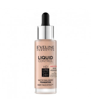 Рідка тональна основа Liquid Control HD Mattifying Drops Foundation Eveline Cosmetics 003- Ivory Beige, 32 мл