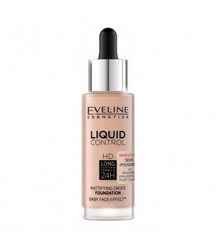 Рідка тональна основа Liquid Control HD Mattifying Drops Foundation Eveline Cosmetics 003- Ivory Beige, 32 мл