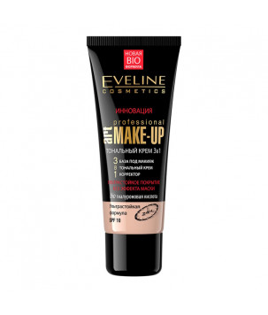 Ультрастійкий тональний крем 3в1 SPF10 Eveline Cosmetics  світло-бежевий, 30 мл