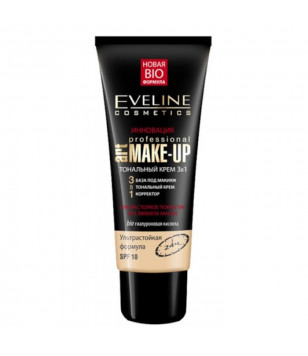 Ультрастійкий тональний крем 3в1 SPF10 Eveline Cosmetics  натуральний, 30 мл