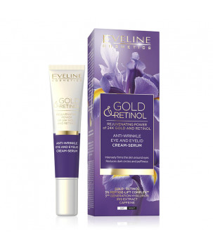Крем-сироватка проти зморшок для шкіри навколо очей Gold And Retinol Eye Cream Eveline Cosmetics, 20 мл