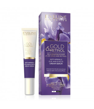 Крем-сироватка проти зморшок для шкіри навколо очей Gold And Retinol Eye Cream Eveline Cosmetics, 20 мл