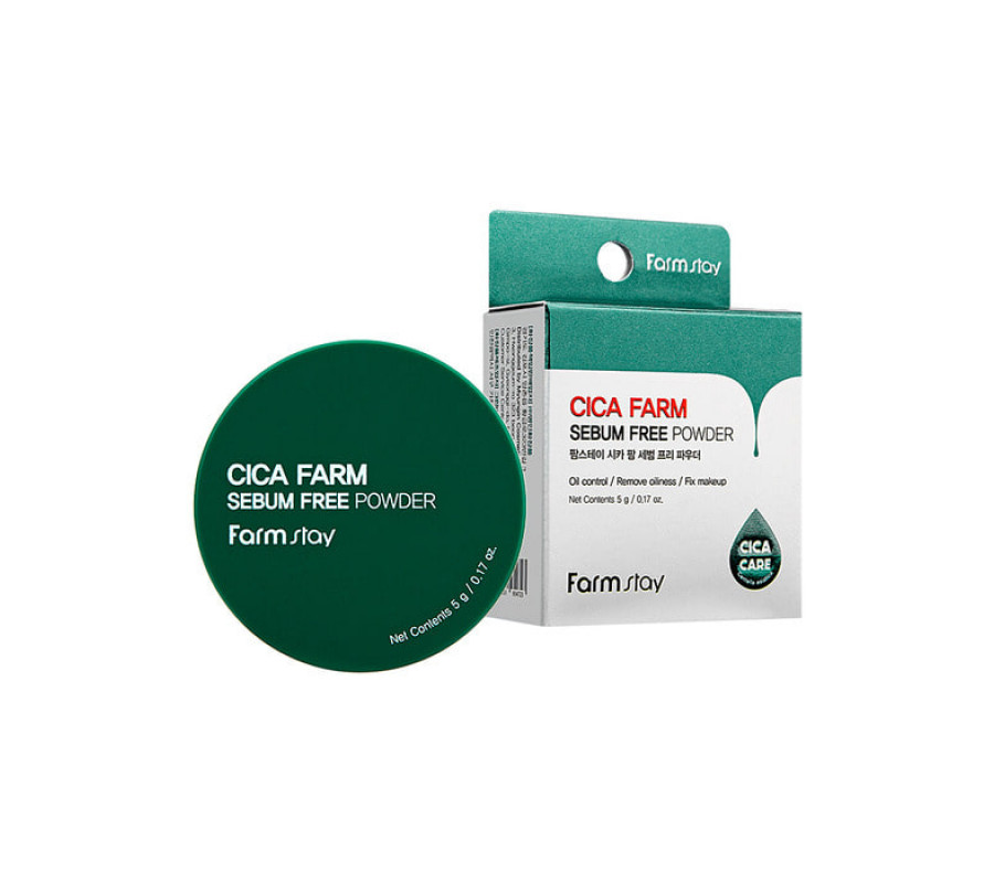 FarmStay Cica Farm Sebum Free Powder — матирующая рассыпчатая пудра с центеллой, 5 г
