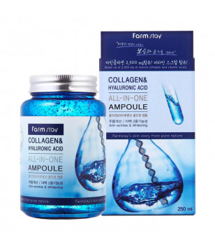 Ампульная сыворотка с коллагеном и гиалуроновой кислотой Collagen & Hyaluronic FarmStay, 250 мл