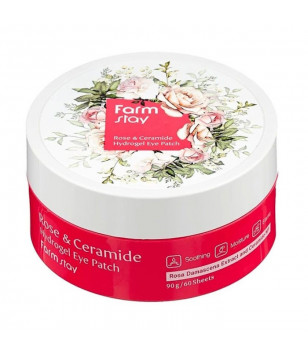 Гидрогелевые патчи с керамидами и розой Rose & Ceramide Eye Patch FarmStay, 60шт