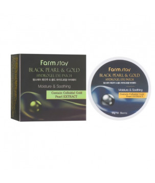 Гідрогелеві патчі «Чорні перли і золото» Black Pearl & Gold Hydrogel Eye Patch FarmStay, 60шт