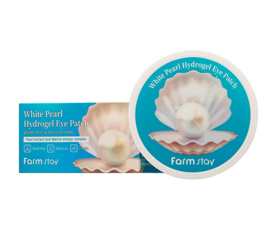 Патчі гідрогелеві з екстрактом перлів White Pearl Hydrogel Eye Patch FarmStay, 60шт