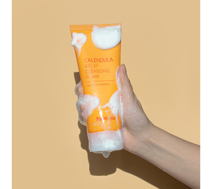 FarmStay Calendula Relief Cleansing Foam — успокаивающая пенка для умывания с календулой, 180 мл