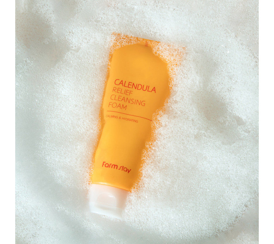 FarmStay Calendula Relief Cleansing Foam — успокаивающая пенка для умывания с календулой, 180 мл