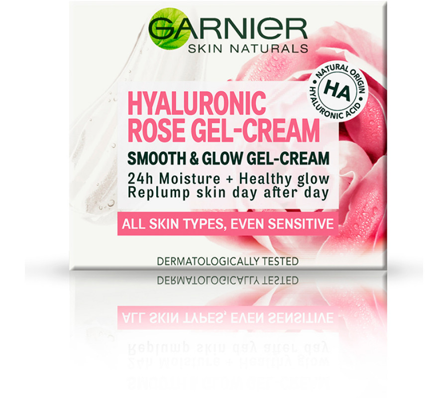 Гиалуроновый гель-крем с розовой водой, увлажняющее средство для всех типов кожи Garnier, 50 мл