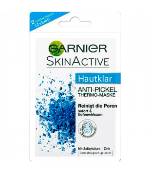 Распаривающая маска против черных точек и жирного блеска с цинком Garnier, 2х6мл