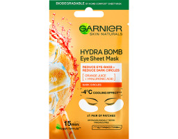 Тканинні патчі під очі "Зволоження + Свіжий погляд" з апельсиновим соком і гіалуроновою кислотою Garnier, 6 г