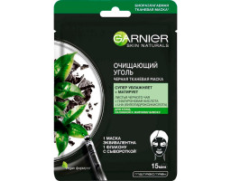 Чорна тканинна маска "Очищувальне вугілля", для жирної шкіри Garnier, 28 г