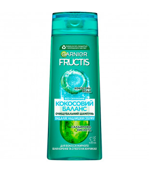 Шампунь для волосся, жирних на коренях і сухих на кінчиках, з кокосовою водою Garnier Fructis, 400 мл