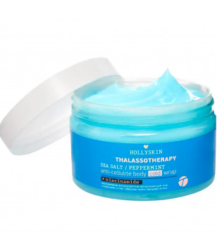 Hollyskin Охолоджувальне антицелюлітне обгортання для тіла з морською сіллю й ефірною олією перцевої м'яти Tha