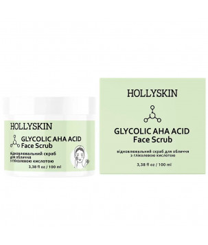 Hollyskin Скраб для обличчя з гліколевою кислотою Glycolic AHA Acid Face Scrub, 100 мл