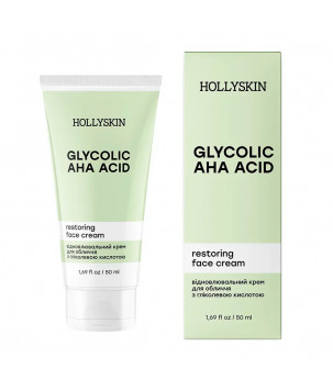 Hollyskin Відновлювальний крем для обличчя з гліколевою кислотою Glycolic AHA Acid Restoring Face Cream, 50 мл