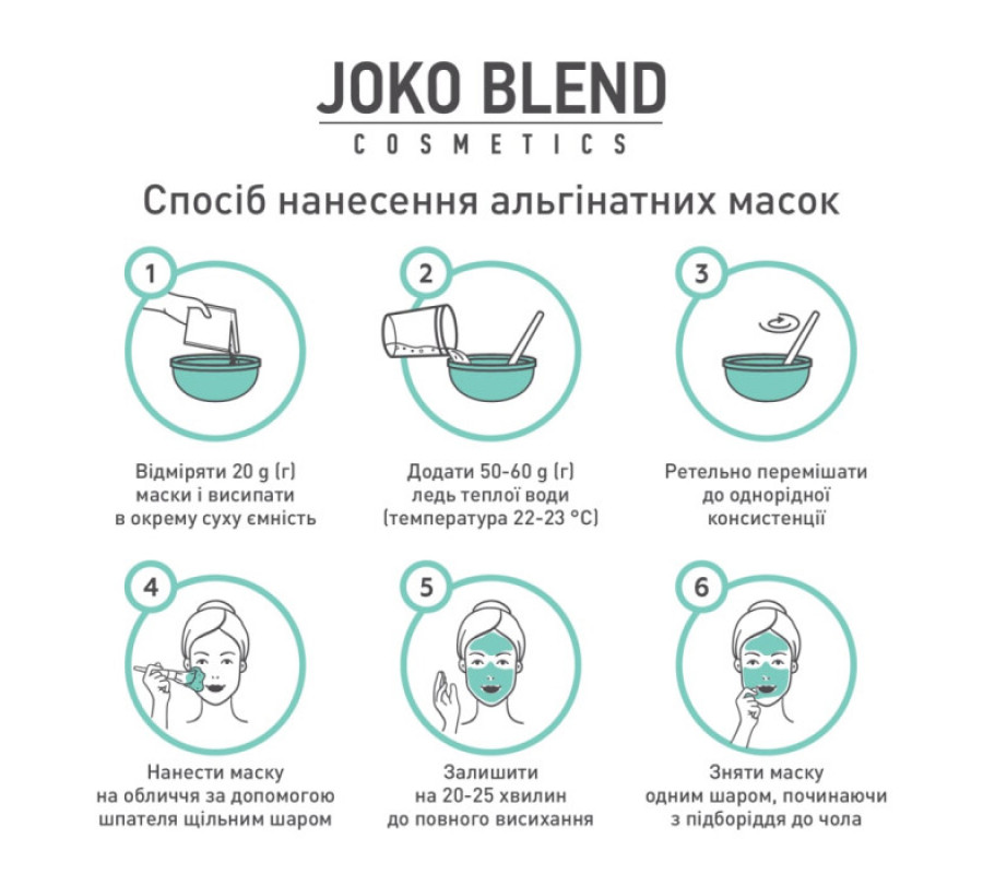 Альгінатна маска заспокійлива з екстрактом зеленого чаю і алое вера Joko Blend, 20 г