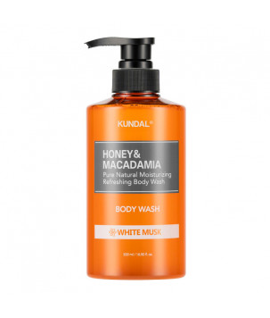 Гель для душу з ароматом білого мускусу Honey&Macadamia White Musk Kundal, 500мл
