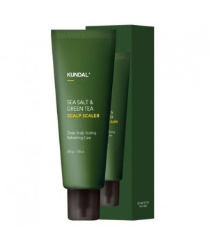 Скраб для шкіри голови "Sea Salt & Green Tea" Scalp Scaler Herb Mint KUNDAL, 200 мл