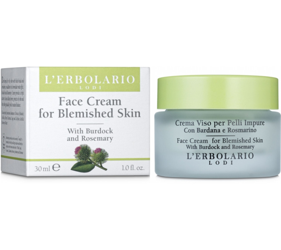 Крем для проблемної шкіри обличчя з розмарином і реп'яхом L'Erbolario, 30 мл