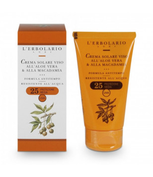Сонцезахисний крем для обличчя з алое вера і макадамії SPF 25 L'Erbolario, 75 мл