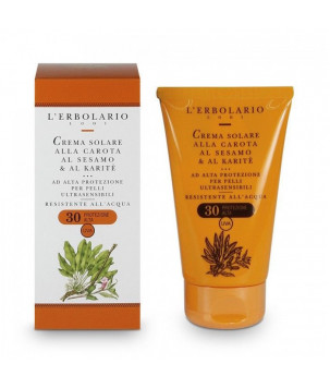 Сонцезахисний крем з морквою, маслом кунжуту і маслом ши SPF 30 L'Erbolario, 125 мл