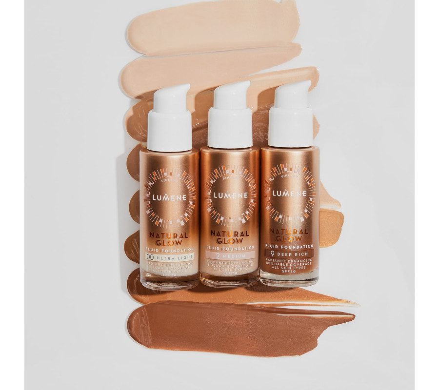 Тонувальний флюїд для обличчя Natural Glow Fluid Foundation SPF20 Lumene Ultra Light, 30 мл