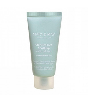 Успокаивающая очищающая маска для лица Cica Tea Tree Soothing Wash Off Pack  Mary & May, 30 г