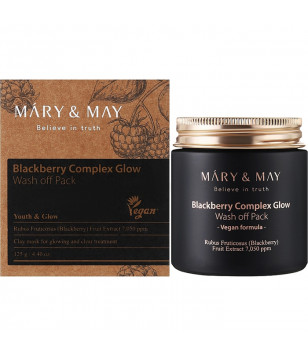 Антиоксидантна глиняна маска для обличчя з ожиною Blackberry Complex Glow Wash Off Mask Mary & May, 125  мл