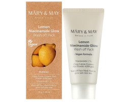 Очищувальна маска для вирівнювання тону шкіри з ніацинамідом Lemon Niacinamide Glow Wash Off Pack Mary & May,