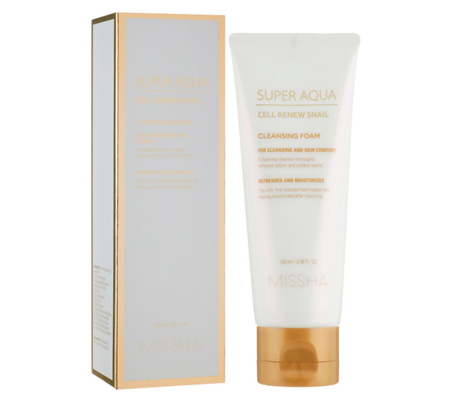 Missha Super Aqua Cell Renew Snail Cleansing Foam — пінка для вмивання з екстрактом равлика, 100 мл