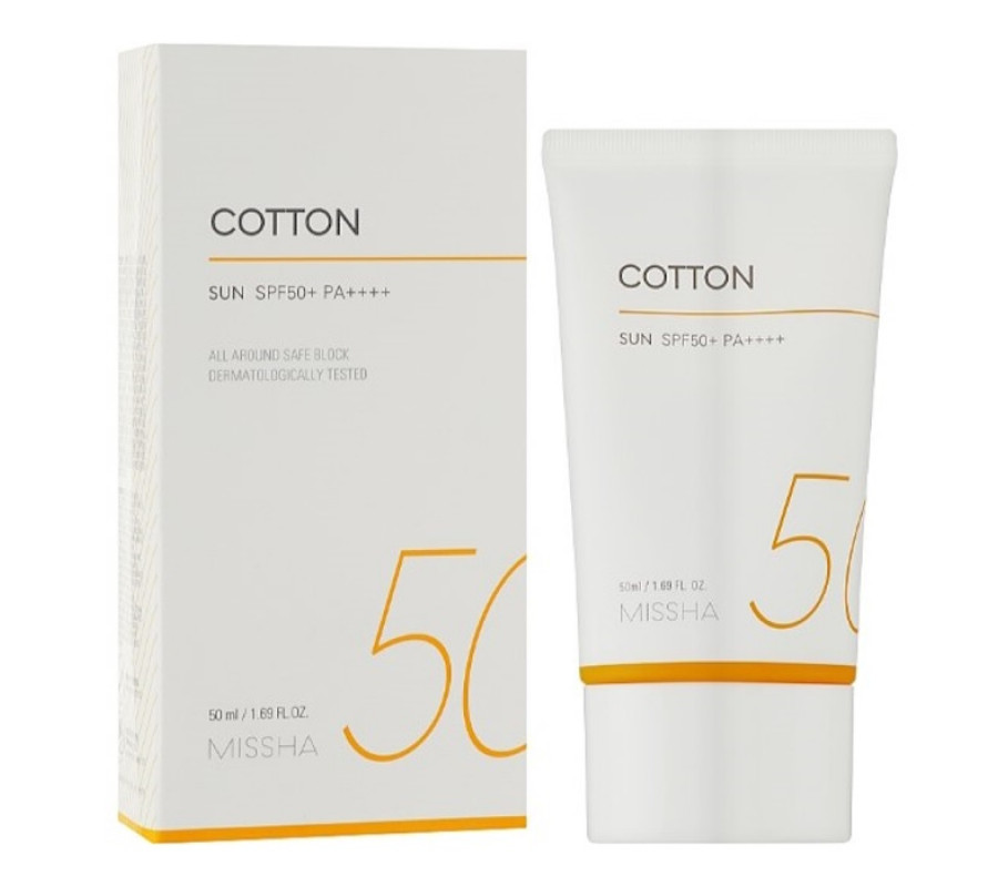 Сонцезахисний крем з оксамитовим фінішем All Around Safe Block Cotton Sun SPF 50+ PA++++ MISSHA, 50 мл