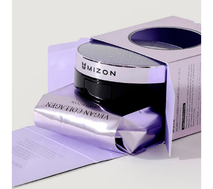 Mizon Vegan Collagen Cushion №21 + Refill — живильний кушон із сяючим покриттям, 15 г + 15 г